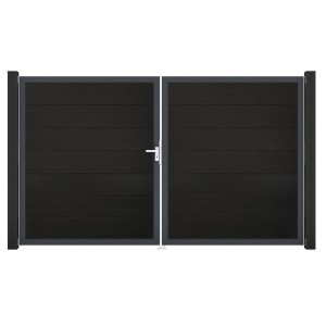 GroJa Steckzaun Tor Grande, DIN links, Schwarz. 2-flügeliges Gartentor mit Aluminiumrahmen.