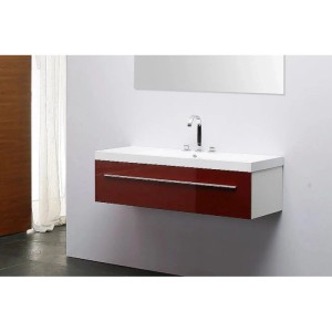 Jet-Line Badmöbel Set Bern Rot Hochglanz Mit Mineralguss Waschbecken 119 x 47 x 30 cm
