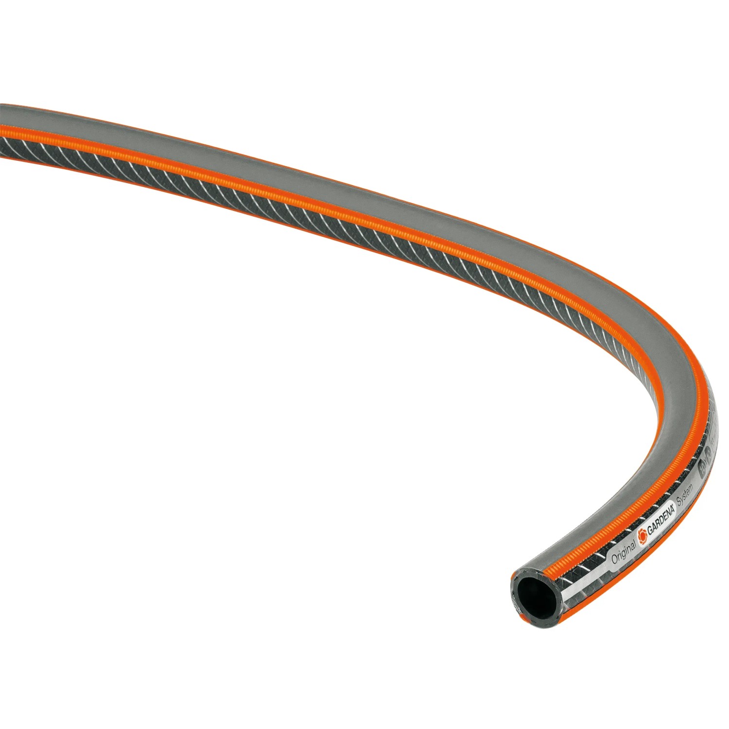 Gardena Comfort HighFlex Gartenschlauch 19 mm (3/4) 25 m, grau mit orangen Streifen.