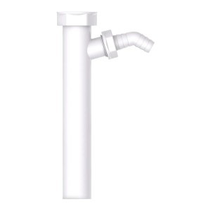 Weißes Kirchhoff Tauchrohr, 250 mm, mit Geräteanschluss für DN 40 Siphon.