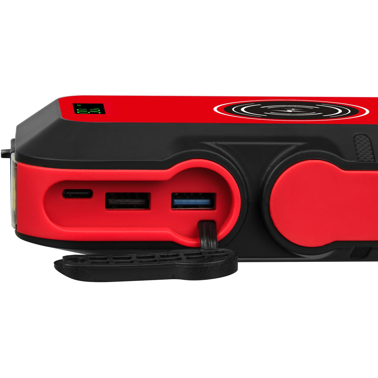 Apa Schnellstartsystem Lithium Powerpack, 16.000 mAh, rot. Energiestation mit USB-Anschlüssen und LED-Leuchte.