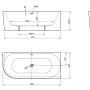 Technische Zeichnung der weißen Ottofond Mince Corner Eckbadewanne, 180x80 cm, mit Maßangaben.