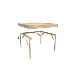 Karibu Pavillon Cannes Outdoorkitchen XL, Bausatz mit Pfosten und Dach aus Fichte.