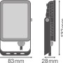 Abbildung des Ledvance Außenstrahler Floodlight Essential 10W, Maße: 13,2 x 8,3 cm.