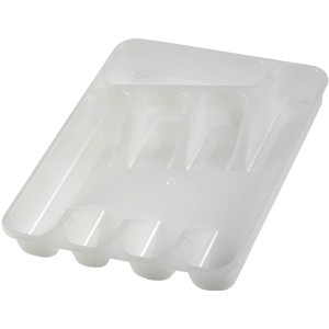 Weißer Besteckkasten Pablo mit 5 Fächern, 26,5 cm breit, für Schubladen.