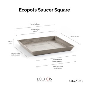 Ecopots Untersetzer quadratisch Braungrau 28 cm
