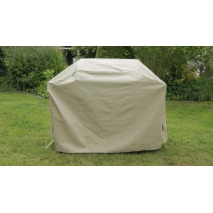 Beige tepro Abdeckhaube für mittelgroßen Gasgrill (130x100x65 cm) zum Schutz vor Wettereinflüssen.