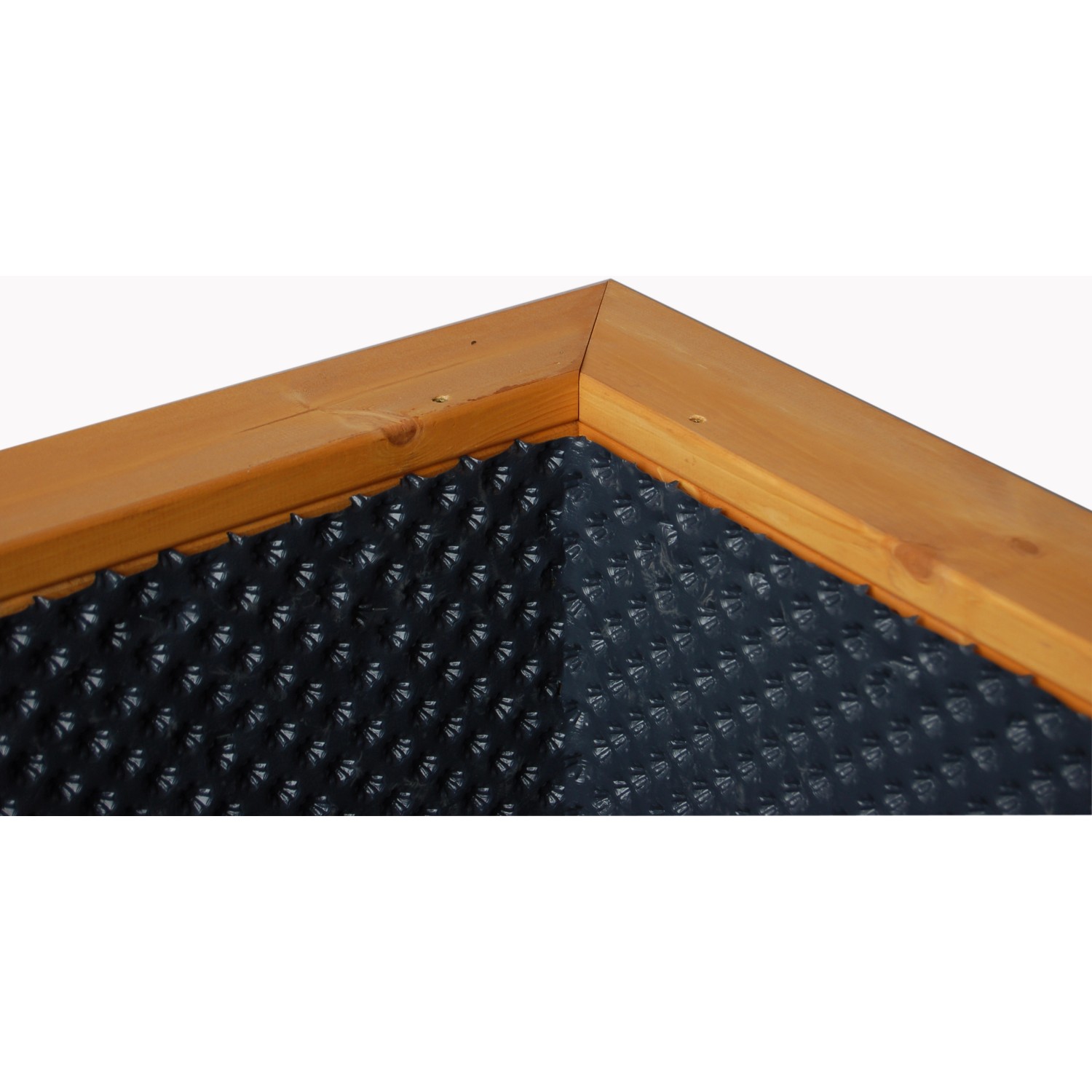 Detailansicht Gaspo Hochbeet Classic 130x80 Honig mit Noppenfolie. Holz-Hochbeet mit Wühlmausgitter.