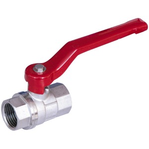 Handwerk Kugelhahn 20 mm (3/4) ohne Entleerung, mit rotem Hebel und Innengewinde.