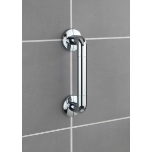 Wenko Wandhaltegriff Secura, 30 cm, Chrom, zur Sicherheit im Bad an grauer Wand.