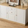 okwish Sideboard mit 3 Türen Doppelschubladen Wohnzimmer 135.5x76x39cm Weiß_4