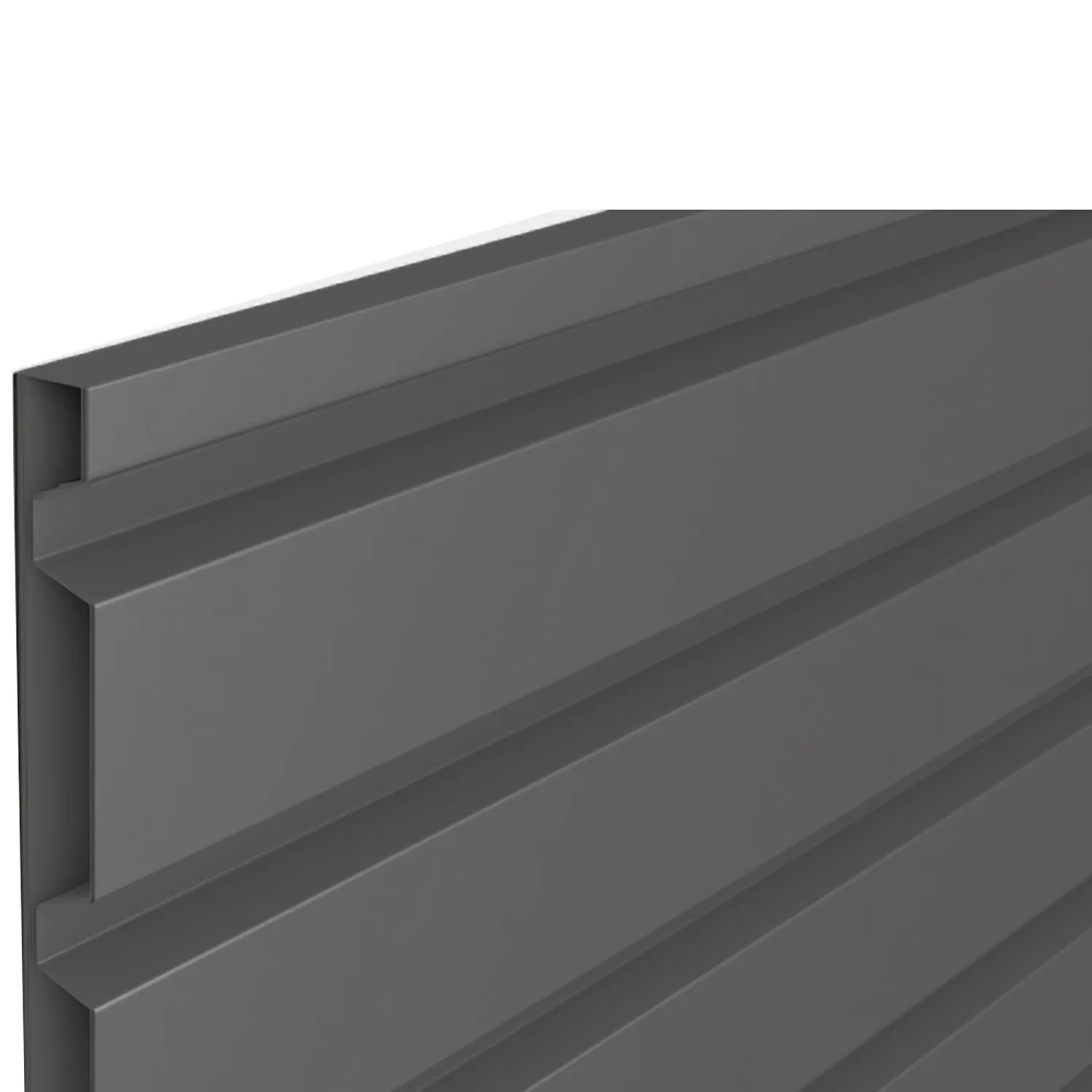 Detailansicht: Dunkelgraues Biohort Metall-Hochbeet mit horizontaler Profilstruktur.