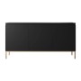 Selsey Sideboard Bemmi, schwarz, 150 cm, mit drei Türen und goldenen Metallbeinen. Moderne Kommode für Stauraum.