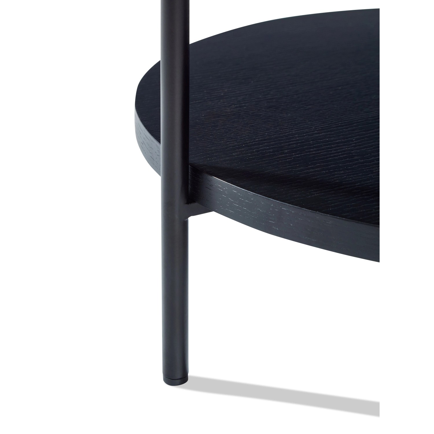 okwish Couchtisch mit Massivholz Metall Wohnzimmer 2-stöckig Rundtisch 44x44x48cm Schwarz_6