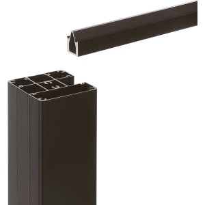 Anthrazitfarbenes Start- und Endprofil (177 cm) aus Aluminium für WPC-Steckzaunsystem.