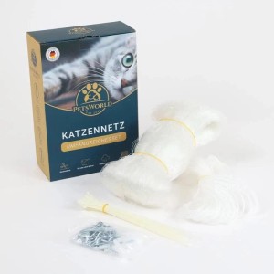 Petsworld Katzennetz 8x3 m Set mit Befestigungsmaterial für den Balkon.