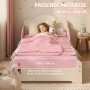 Rosa-weißes AIYAPLAY Kinderbett mit Wolken-Kopfteil und Schutzleisten. Für Matratze 140x70cm (nicht enthalten).