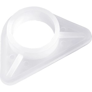 Weiße Unterlegscheibe aus Kunststoff für Spültischarmaturen zur stabilen Montage.