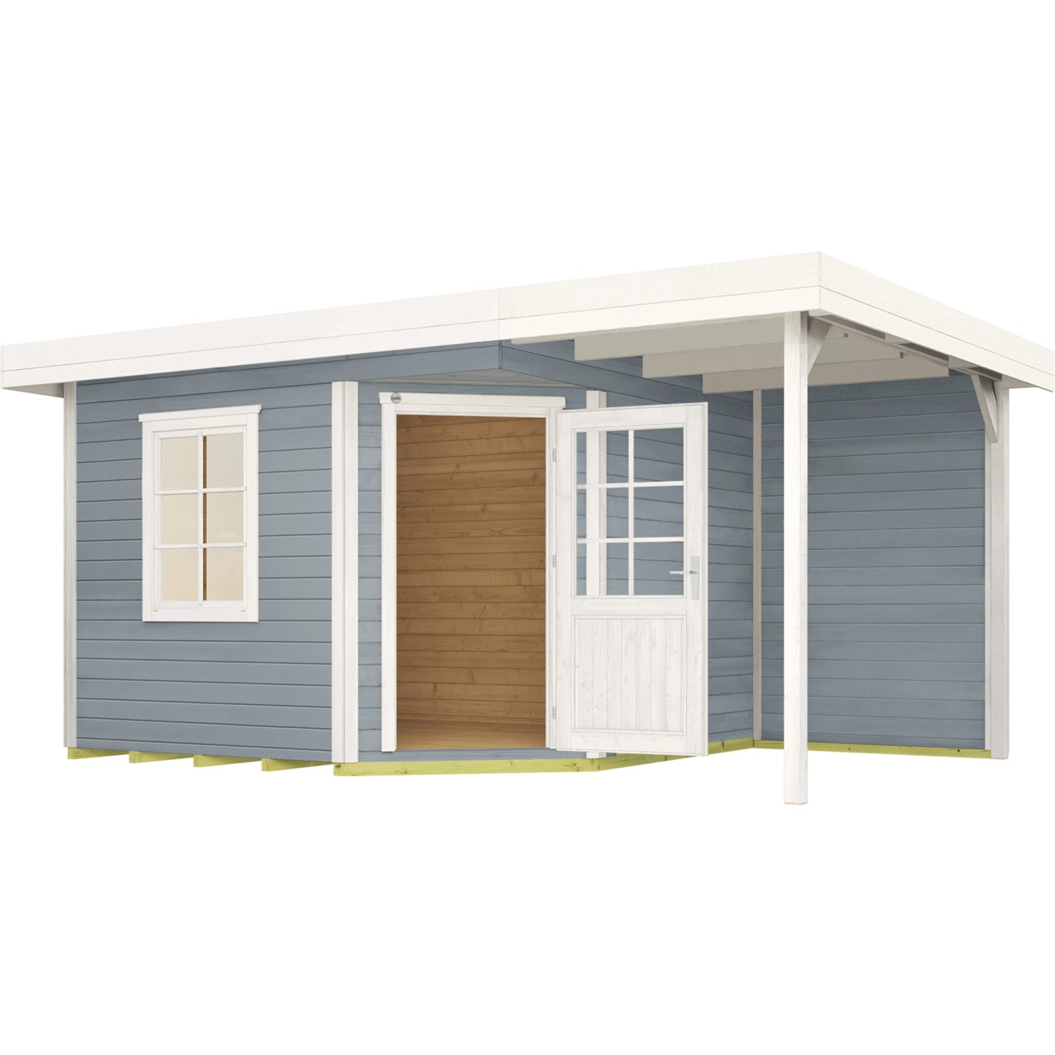 Holz-Gartenhaus Flachdach Lasiert 442 cm x 278 cm_2
