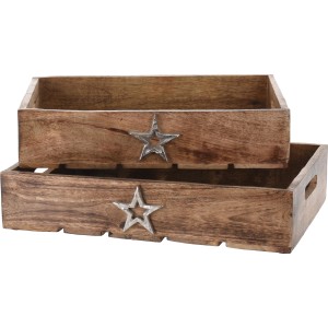 Holztablett mit Stern, 8x28x40cm, Weihnachtsdekoration.