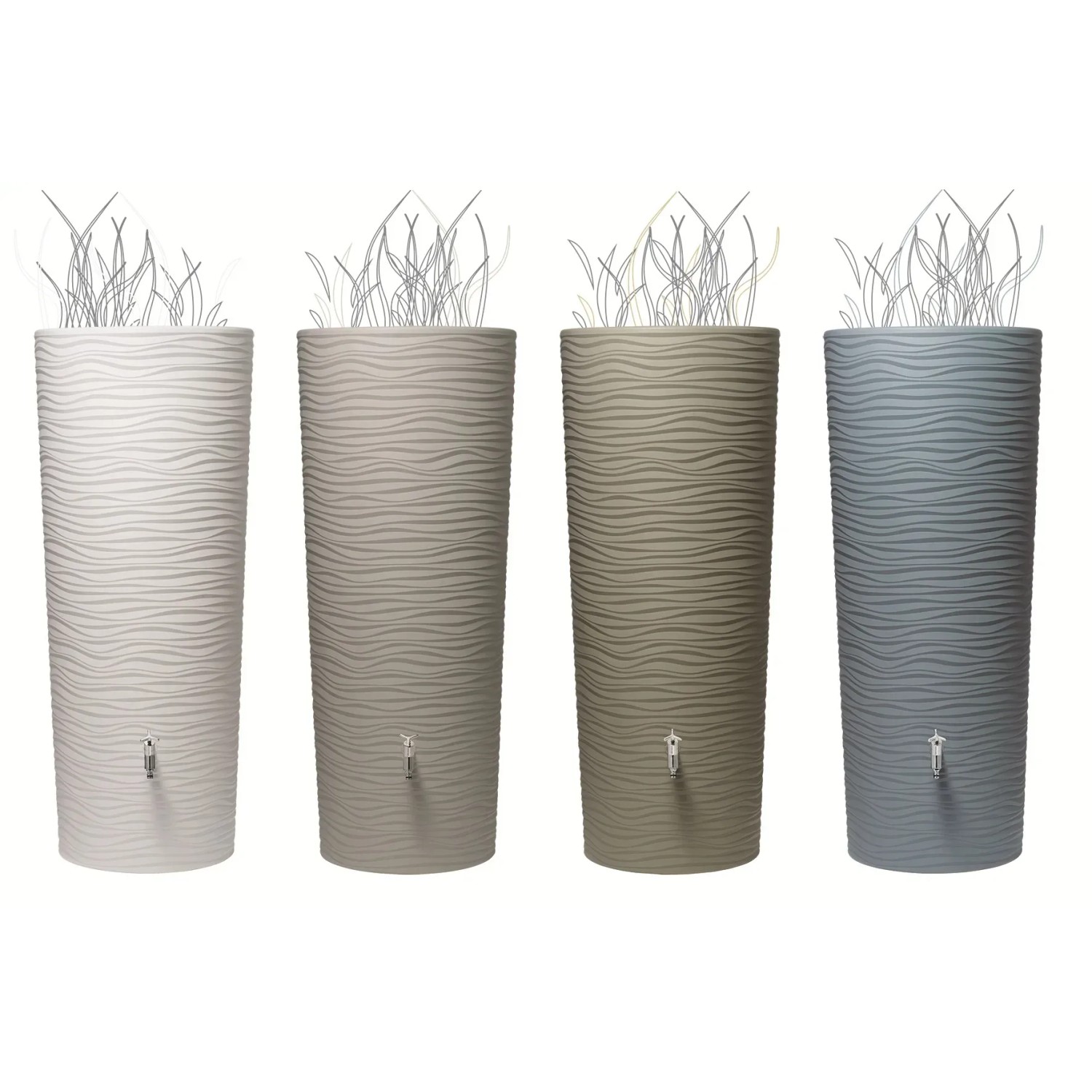 Natura 2in1 Regenwasserbehälter 350 l in verschiedenen Farben mit Pflanzschale.