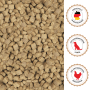 Supravit Hundetrockenfutter mit Huhn und Mais. Braune Pellets, in Deutschland hergestellt, für ausgewachsene Hunde, hochwertige Zutaten.