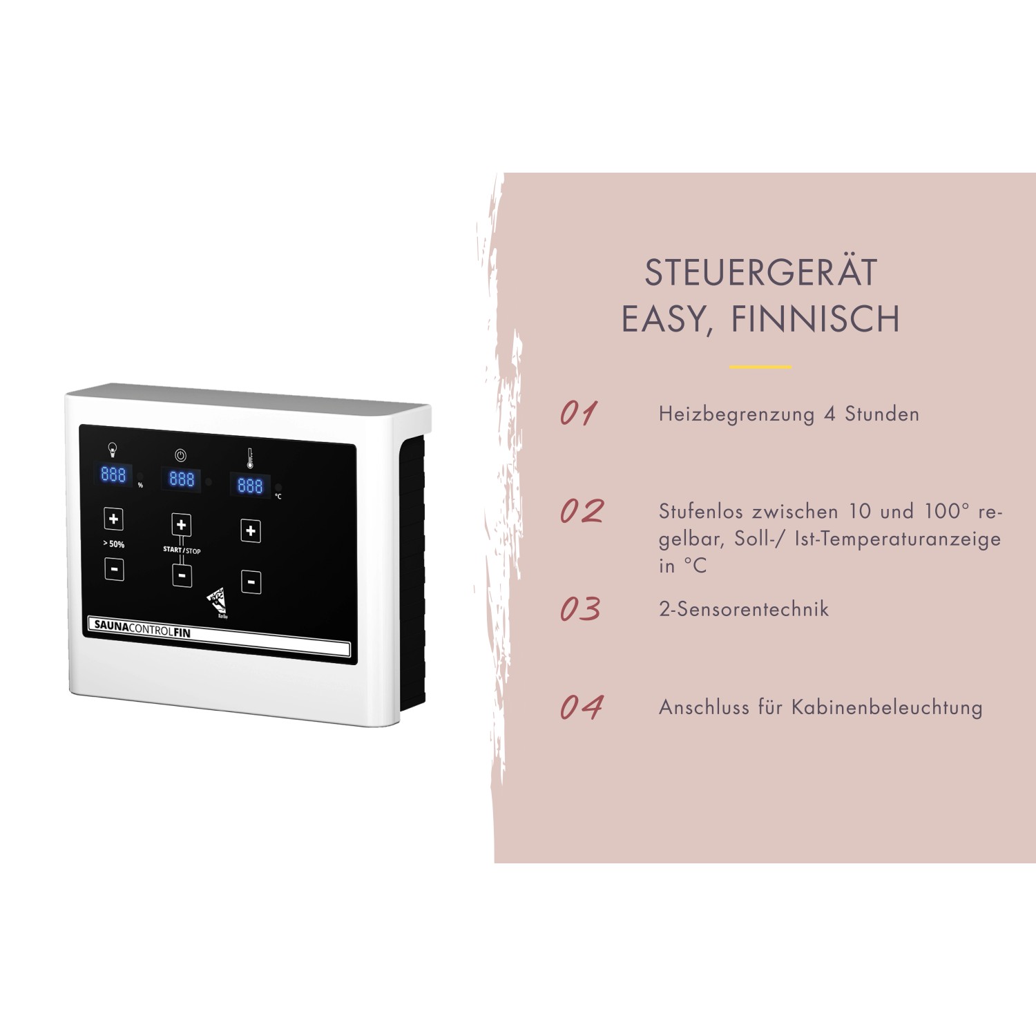 Steuergerät für Karibu Sauna Magnus: Finnische Sauna Steuerung mit Temperaturregelung und Kabinenbeleuchtung.
