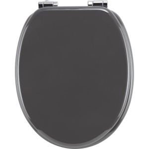 Grauer WC-Sitz Pollino mit Absenkautomatik und Holzkern, Ansicht von oben.