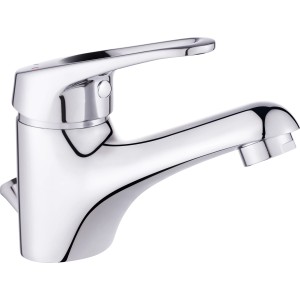 Glänzende Waschtischarmatur Lajas Chrom mit Einhebelmischer für Waschbecken.