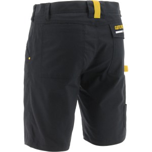 Schwarze Cat Jobshort Essential Größe 32, Arbeitskleidung mit Taschen und gelben Akzenten.