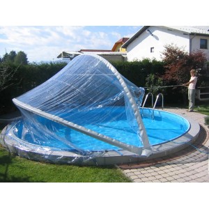 Transparente Chemoform Pool-Abdeckung Cabrio Dom für runde Pools Ø 300 cm x 145 cm.