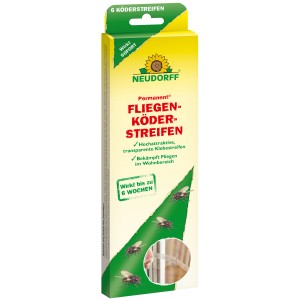 Neudorff Fliegenköder-Streifen Permanent, 6 Stück. Fliegenfalle zur Bekämpfung von Fliegen in Innenräumen.