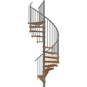Minka Spindeltreppe Spiral Smart, Eiche Grau, Ø120cm, für Innenräume.