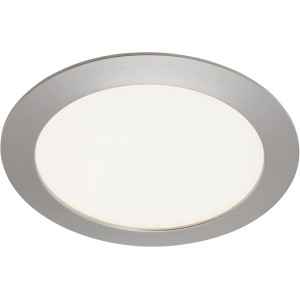 Runde LED-Einbauleuchte in Nickel matt, 17 cm Durchmesser für Deckenmontage.