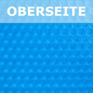 Detailaufnahme der blauen Chemoform Pool-Solarplane Robust Oval mit Luftpolster.