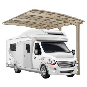 Ximax Carport Portoforte Caravan Typ 80 Edelstahl-Look mit Wohnmobil. Einzelcarport mit gebogenem Dach.