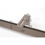 Deco-Raum 1-lauf Gardinenschiene Loft Edelstahl-Optik. Detaillierte Ansicht mit Wandhalterung und Maßen.