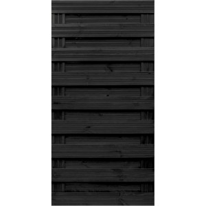 Anthrazitfarbenes Sichtschutzzaun-Element Goch, 180x90 cm, aus lasiertem Holz für den Garten.