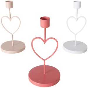 Boltze Kerzenleuchter Loving, 3 Farben: Weiß, Rosa, Rot, Herzdesign, 16 cm hoch.