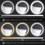 Runder Kleankin Badezimmerspiegel mit LED Beleuchtung, zeigt einstellbare Helligkeit und Farbtemperatur per Touch Control.