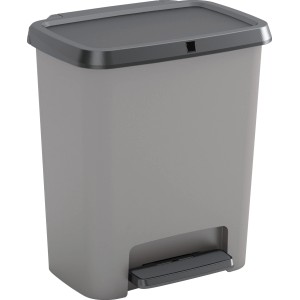 Grauer Tret-Mülleimer Compatta 25 l von KIS mit Fußpedal und Deckel.