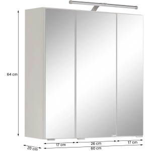 Held Möbel 3D-Spiegelschrank Molina, 60 cm, Weiß, mit LED-Leuchte. Badezimmerschrank für mehr Stauraum.