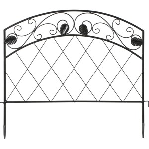 Schwarzer Mica Decorations Gitterzaun mit Efeu-Motiv, 56,5x48cm, zur Gartendekoration.