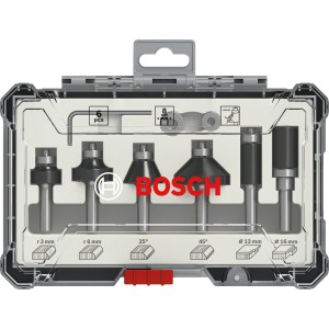 Bosch Rand- und Kantenfräser Set, 6-teilig, 8 mm Schaft in Aufbewahrungsbox.