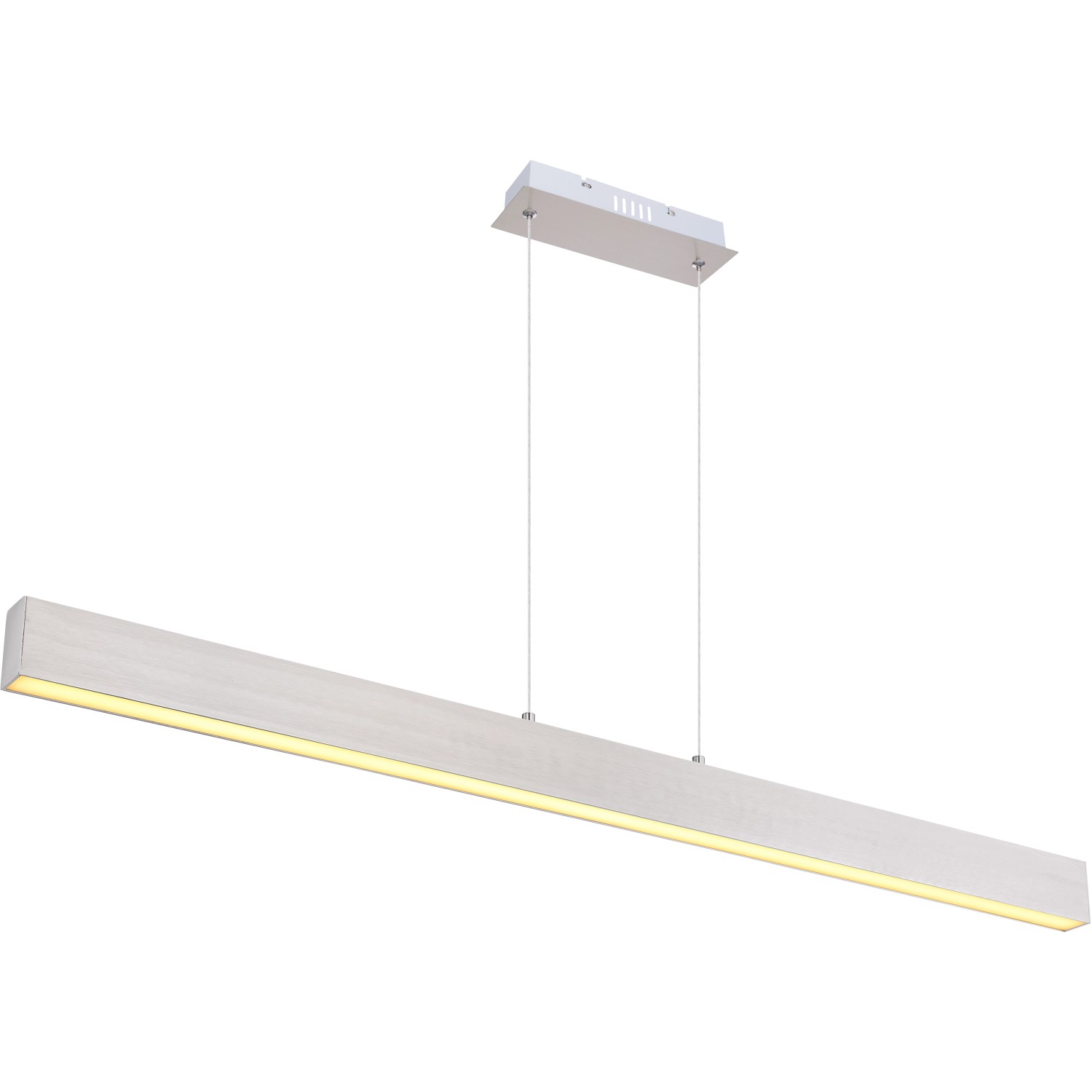 Moderne LED-Pendelleuchte Verena, 1-flammig, Nickel matt, dimmbar, für Wohn- und Essbereich.