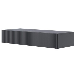 Selsey Veldio Wand-Konsole 90 cm, schwarz, mit Lamellenfront und Schublade. Moderner Schminktisch.