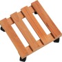 Quadratischer Pflanzenroller aus Buche (25x25 cm) mit Rollen für einfaches Verschieben.