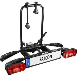 Eufab Falcon Fahrrad-Kupplungsträger für 2 Fahrräder, mit Schnellverschluss und Rückleuchten.