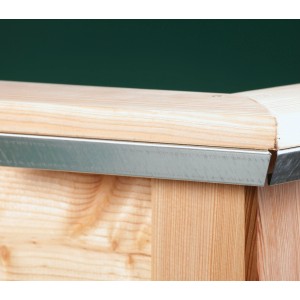 KGT Schneckenkante Woody light am Hochbeet montiert, Detailaufnahme.