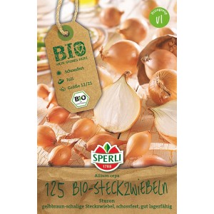 Sperli Bio Steckzwiebel Sturon, gelbbraune Zwiebeln, 125 Stück, für den Anbau im Garten.